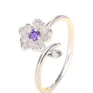 Sterling Silver Cherry Blossom Open Ring